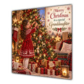 Granddaughter Christmas Card Brunette Decorating Christmas Tree Red Jumper - unpersonalised 15 cm square matte greeting card
