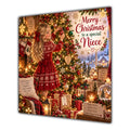 Niece Christmas Card Blonde Decorating Christmas Tree Red Jumper - unpersonalised 15 cm square matte greeting card