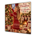 Granddaughter Christmas Card Blonde Decorating Christmas Tree Red Jumper - unpersonalised 15 cm square matte greeting card