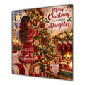 Daughter Christmas Card Brunette Decorating Christmas Tree Red Jumper - unpersonalised 15 cm square matte greeting card
