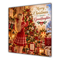 Granddaughter Christmas Card Blonde Decorating Christmas Tree Red Jumper - unpersonalised 15 cm square matte greeting card