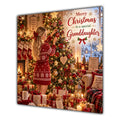 Granddaughter Christmas Card Blonde Decorating Christmas Tree Red Jumper - unpersonalised 15 cm square matte greeting card