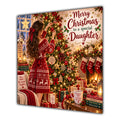 Daughter Christmas Card Brunette Decorating Christmas Tree Red Jumper - unpersonalised 15 cm square matte greeting card