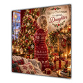 Daughter Christmas Card Blonde Hair Bun Decorating Christmas Tree - unpersonalised 15 cm square matte greeting card