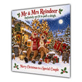 Couple Christmas Card Funny Mr and Mrs Reindeer Festive Scene - unpersonalised 15 cm square matte greeting card