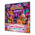 Couple Christmas Card Funny Mr and Mrs Gingerbread Neon Party - unpersonalised 15 cm square matte greeting card
