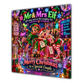 Couple Christmas Card Funny Mr and Mrs Elf Neon Party - unpersonalised 15 cm square matte greeting card