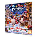 Couple Christmas Card Funny Mr and Mrs Penguin Festive Scene - unpersonalised 15 cm square matte greeting card