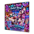 Couple Christmas Card Funny Mr and Mrs Polar Bear Neon Party - unpersonalised 15 cm square matte greeting card