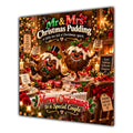 Couple Christmas Card Funny Mr and Mrs Christmas Pudding Festive Scene - unpersonalised 15 cm square matte greeting card