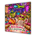 Couple Christmas Card Funny Mr and Mrs Sprout Neon Party - unpersonalised 15 cm square matte greeting card