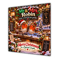 Couple Christmas Card Funny Mr and Mrs Robin Festive Scene - unpersonalised 15 cm square matte greeting card