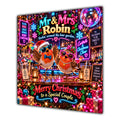 Couple Christmas Card Funny Mr and Mrs Robin Neon Party - unpersonalised 15 cm square matte greeting card