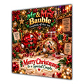 Couple Christmas Card Funny Mr and Mrs Bauble Festive Scene - unpersonalised 15 cm square matte greeting card