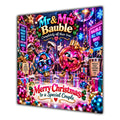 Couple Christmas Card Funny Mr and Mrs Bauble Neon Party - unpersonalised 15 cm square matte greeting card