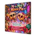 Couple Christmas Card Funny Mr and Mrs Mince Pie Neon Party - unpersonalised 15 cm square matte greeting card