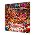 Couple Christmas Card Funny Mr and Mrs Pig in Blanket Neon Party - unpersonalised 15 cm square matte greeting card