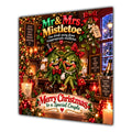 Couple Christmas Card Funny Mr and Mrs Mistletoe Festive Scene - unpersonalised 15 cm square matte greeting card