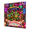 Couple Christmas Card Funny Mr and Mrs Mistletoe Neon Party - unpersonalised 15 cm square matte greeting card