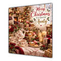 Aunty Christmas Card Afternoon Tea Floral Teapot Cakes Christmas - unpersonalised 15 cm square matte greeting card