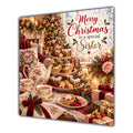 Sister Christmas Card Afternoon Tea Floral Teapot Cakes Christmas - unpersonalised 15 cm square matte greeting card