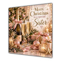 Sister Christmas Card Champagne Pink Gold Christmas Gifts - unpersonalised 15 cm square matte greeting card