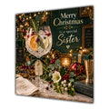 Sister Christmas Card Gin Cocktail Christmas Green Gold - unpersonalised 15 cm square matte greeting card
