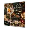 Nana Christmas Card Gin Cocktail Christmas Green Gold - unpersonalised 15 cm square matte greeting card