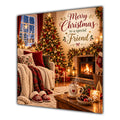 Friend Christmas Card Cosy Fireplace Christmas Tree Tea - unpersonalised 15 cm square matte greeting card