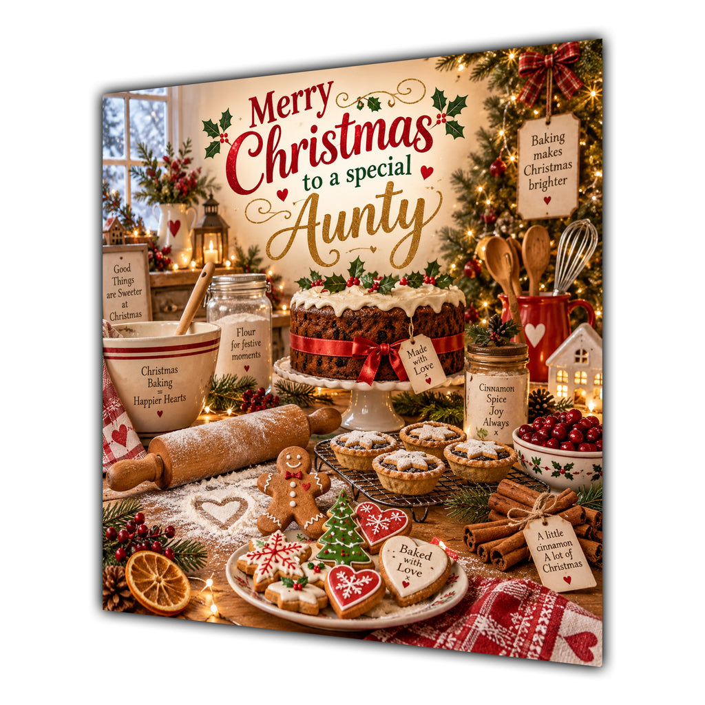 Aunty Christmas Card Christmas Baking Gingerbread Cakes Kitchen - unpersonalised 15 cm square matte greeting card