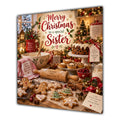 Sister Christmas Card Christmas Baking Gingerbread Cakes Kitchen - unpersonalised 15 cm square matte greeting card