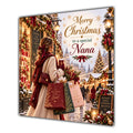 Nana Christmas Card Christmas Shopping Woman Gifts Snowy Street - unpersonalised 15 cm square matte greeting card