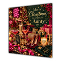 Aunty Christmas Card Cocktails Heels Roses Christmas Party - unpersonalised 15 cm square matte greeting card