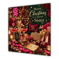 Sister Christmas Card Cocktails Heels Roses Christmas Party - unpersonalised 15 cm square matte greeting card