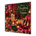 Nana Christmas Card Cocktails Heels Roses Christmas Party - unpersonalised 15 cm square matte greeting card