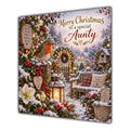 Aunty Christmas Card Robin Snowy Garden White Flowers Christmas - unpersonalised 15 cm square matte greeting card