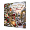 Nana Christmas Card Robin Snowy Garden White Flowers Christmas - unpersonalised 15 cm square matte greeting card